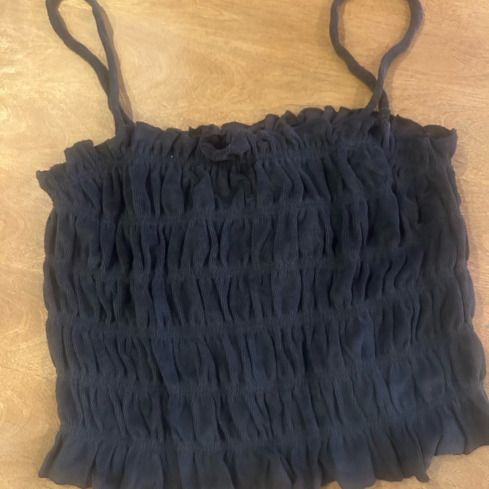 H&M Black Smocked Ruffled Camisole